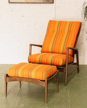 Load image into Gallery viewer, Ib Kofod Larsen Reclining Lounge Chair and Ottoman for Selibg, Circa 1960s
