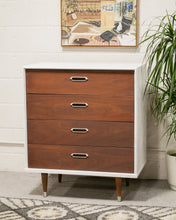 Load image into Gallery viewer, White and Walnut Lowboy Dresser
