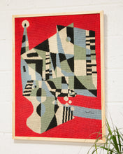 Load image into Gallery viewer, Large Fiber Art needlework tapestry in the manner of Stuart Davis
