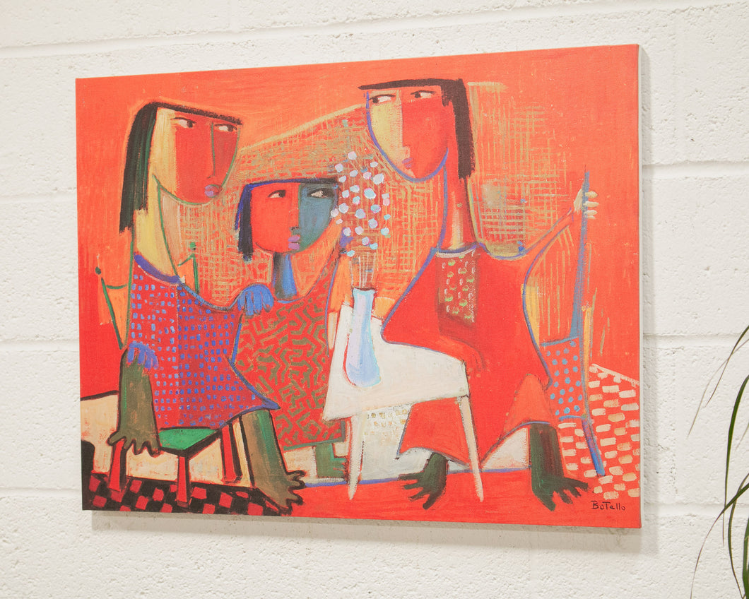 “Three Women at Table” by Angel Botello, Print on Canvas