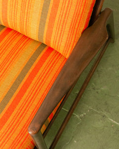 Ib Kofod Larsen Reclining Lounge Chair and Ottoman for Selibg, Circa 1960s