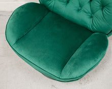 Load image into Gallery viewer, Comfy Deep Green Tufted Swivel with Ottoman
