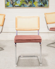 Load image into Gallery viewer, Dusty Rose Rattan and Chrome Chair
