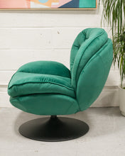Load image into Gallery viewer, Comfy Deep Green Tufted Swivel with Ottoman
