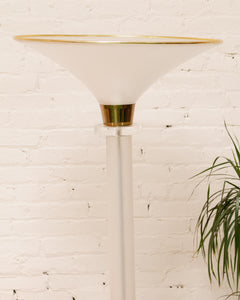 Clearlite Torchiere Lamp Set by Bauer Lamp Co Lucite, Brushed Acrylic