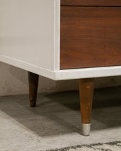 Load image into Gallery viewer, White and Walnut Lowboy Dresser
