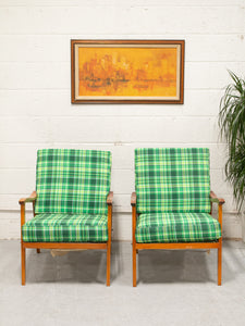 Vintage Teak Lounge Reupholstered Chairs