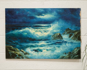 Moonlight Vintage Oil Painting Seascape