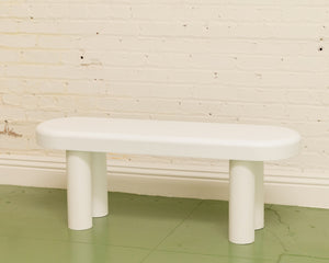 Oval White Modernist Bench