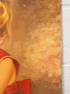 Little Girl in Red Dress Oil Painting