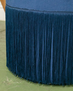 Blue Velvet Stool with Fringe