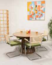 Load image into Gallery viewer, Chrome and Rattan Chair in Olive Green
