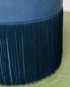 Blue Velvet Stool with Fringe