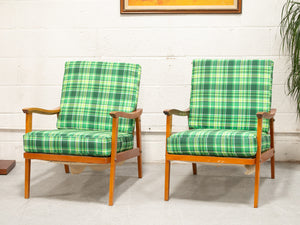 Vintage Teak Lounge Reupholstered Chairs