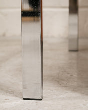 Load image into Gallery viewer, Chrome Side Table with Smoke Glass and Brass Accents
