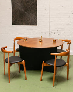 Round Walnut Table with Sculptural Base