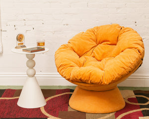 Modern Orange Upholstered Papasan Style Chair