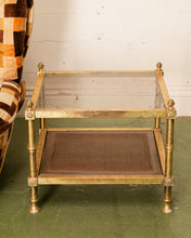 Load image into Gallery viewer, Maison Jansen Neoclassical Gilt Metal &amp; Wicker Side Table
