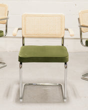 Load image into Gallery viewer, Chrome and Rattan Chair in Olive Green
