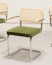 Load image into Gallery viewer, Chrome and Rattan Chair in Olive Green
