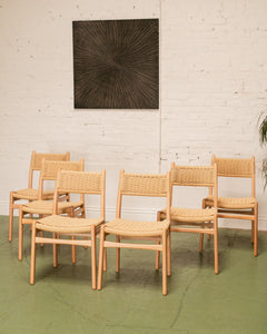 Blonde Woven and Wood Dining Chair