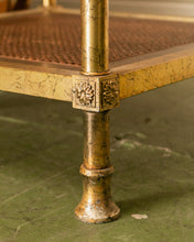 Load image into Gallery viewer, Maison Jansen Neoclassical Gilt Metal &amp; Wicker Side Table
