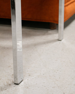 Chrome Side Table with Smoke Glass and Brass Accents