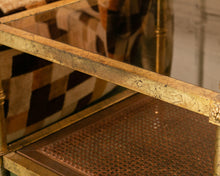 Load image into Gallery viewer, Maison Jansen Neoclassical Gilt Metal &amp; Wicker Side Table
