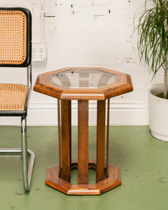 70’s Oak Hexagon End Table