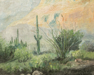 1940s Oil Painting of Desert Scene