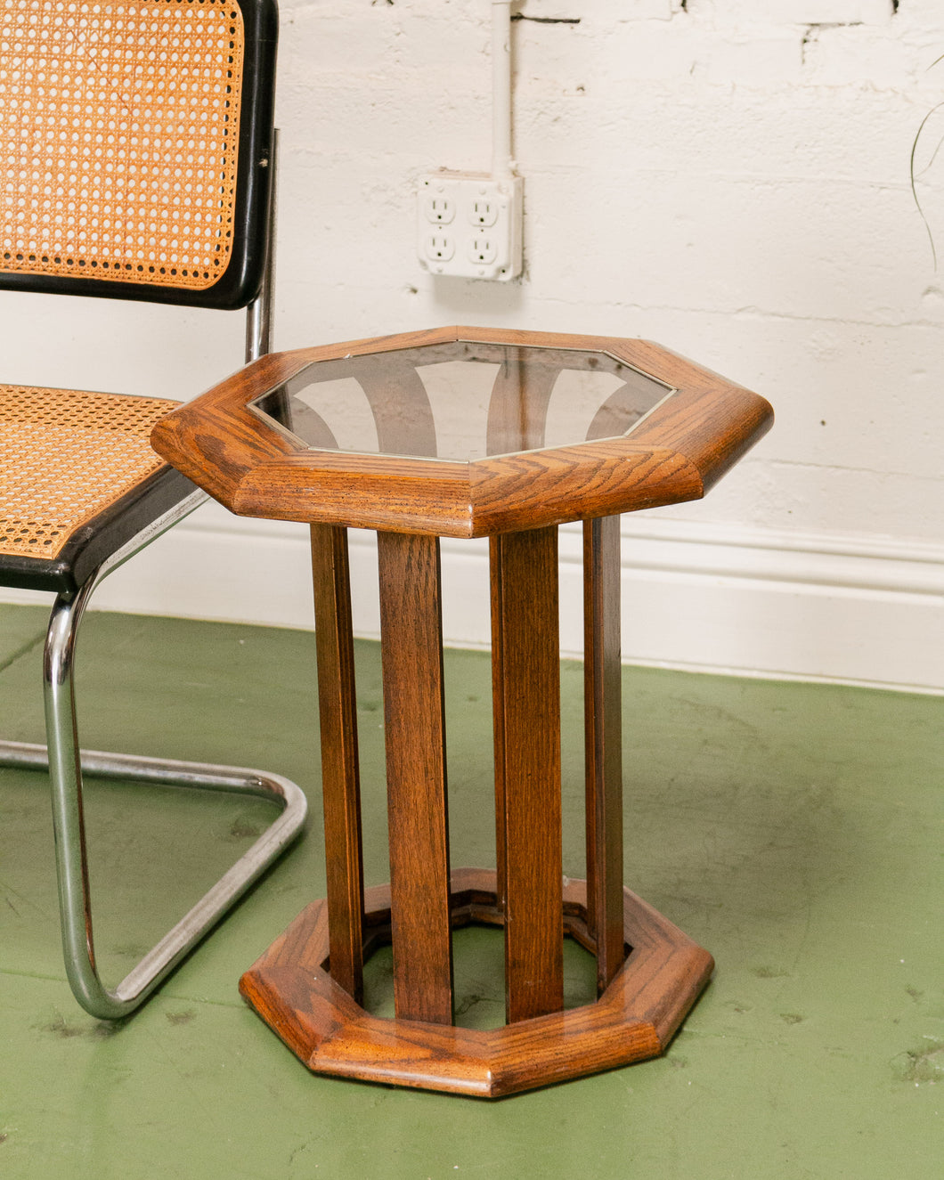 70’s Oak Hexagon End Table