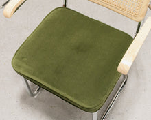 Load image into Gallery viewer, Chrome and Rattan Chair in Olive Green
