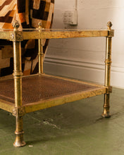 Load image into Gallery viewer, Maison Jansen Neoclassical Gilt Metal &amp; Wicker Side Table
