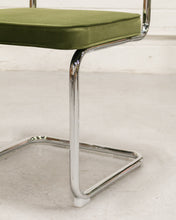 Load image into Gallery viewer, Chrome and Rattan Chair in Olive Green
