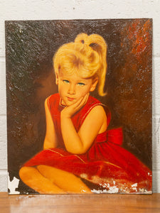 Little Girl in Red Dress Oil Painting