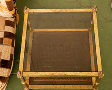 Load image into Gallery viewer, Maison Jansen Neoclassical Gilt Metal &amp; Wicker Side Table
