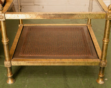 Load image into Gallery viewer, Maison Jansen Neoclassical Gilt Metal &amp; Wicker Side Table
