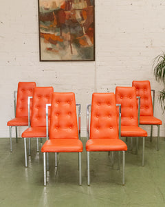 1970’s Tangerine Chrome Dining Chairs