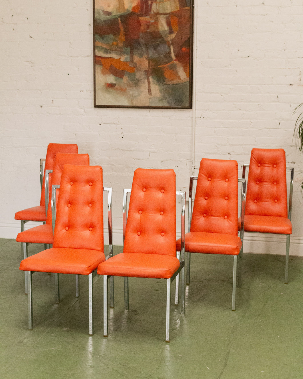 1970’s Tangerine Chrome Dining Chairs