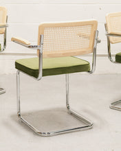 Load image into Gallery viewer, Chrome and Rattan Chair in Olive Green
