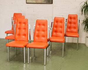 1970’s Tangerine Chrome Dining Chairs