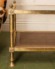 Load image into Gallery viewer, Maison Jansen Neoclassical Gilt Metal &amp; Wicker Side Table
