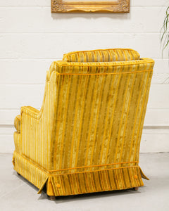 Yellow Vintage Striped Lounge Chair