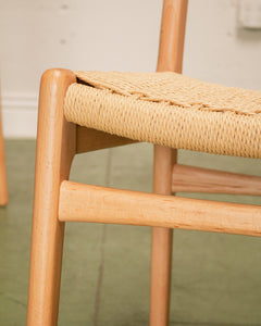 Blonde Woven and Wood Dining Chair