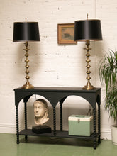 Load image into Gallery viewer, Brass Spindle Lamp with Black Shade
