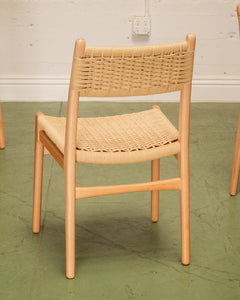 Blonde Woven and Wood Dining Chair