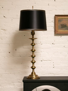 Brass Spindle Lamp with Black Shade