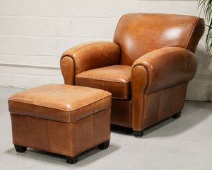 Leather Chair and Ottoman