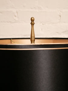 Brass Spindle Lamp with Black Shade