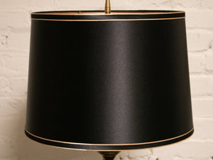 Brass Spindle Lamp with Black Shade